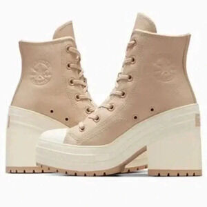 Converse Beige High Heel Platform Shoes